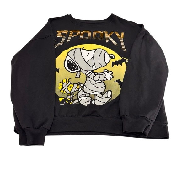 Peanuts Sweaters - Peanuts Spooky Snoopy Black Halloween Graphic Sweater